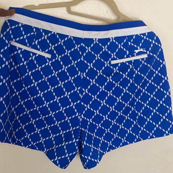 Slazenger GOLF Shorts Women's Size 8 Blue Geometric Lattice Tennis Sports Active - Picture 3 of 4